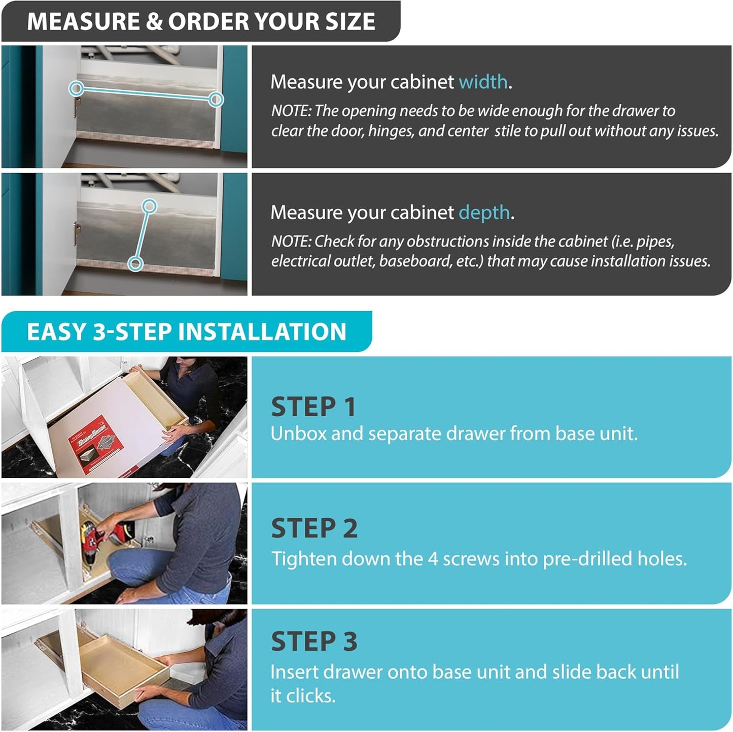 SlidingSusan Pull Out Drawer Organizer for Cabinets, Gliding Soft Close Shelves for Kitchen, Pantry, Bathroom, & Storage Organization, 9 Ply Baltic Birch, 12 Inch Wide x 18 Inch Deep