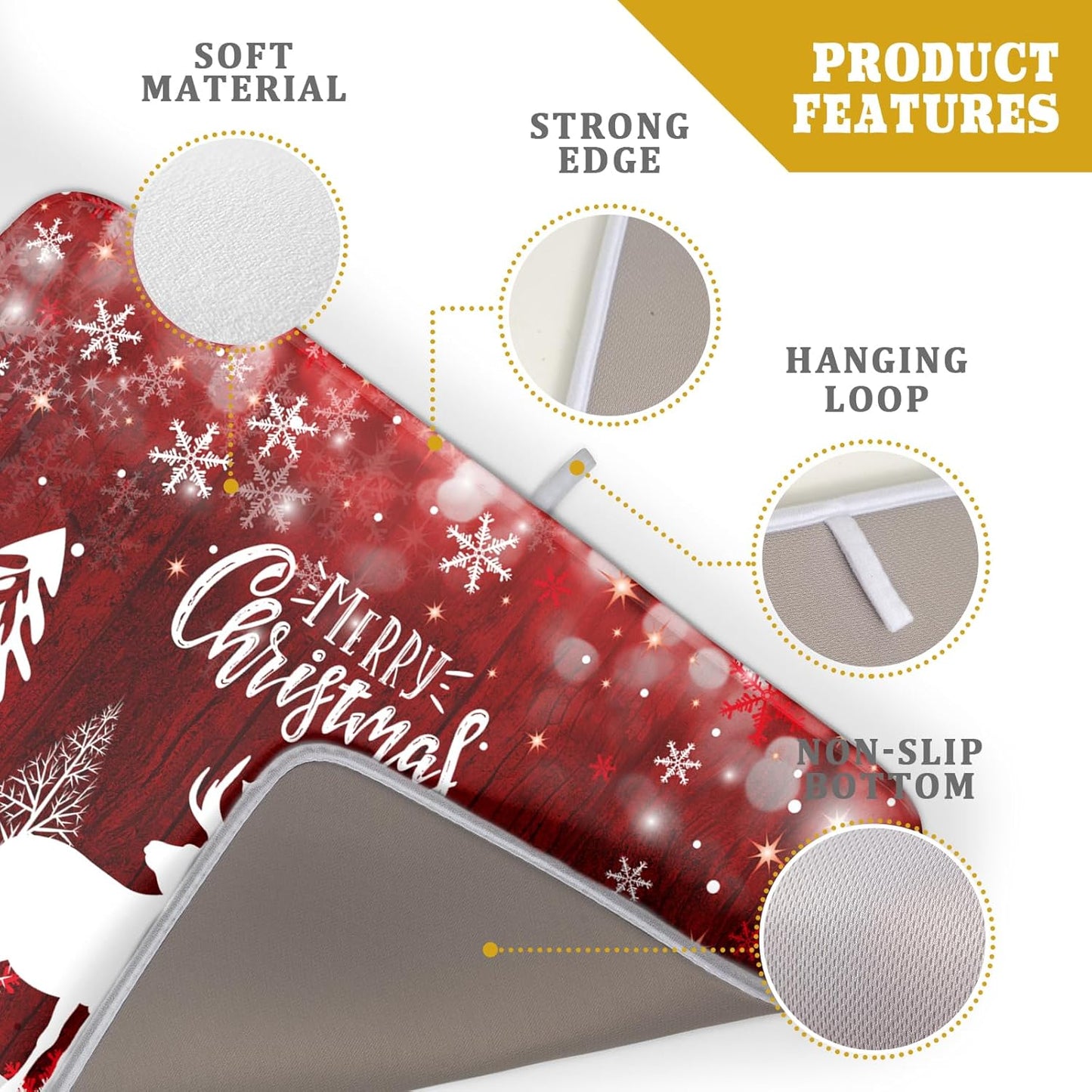 Christmas Dish Drying Mats for Kitchen Counter 16x18 Inch Merry Christmas Happy New Year Snowflake Microfiber Drying Mat Kitchen Accessories Fast Dry Dishes Pad Dish Rack Drainer Mat for Coffee Bar