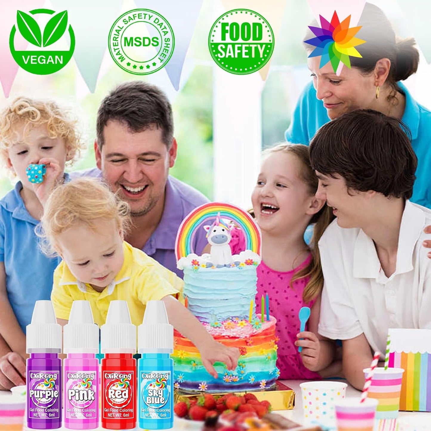 Gel Food Coloring - 10 Colors Concentrated Food Dye, Cake Decorating Supplies Tasteless Food Coloring Gel for Baking, Fondant, Cookie, Cake, Icing, Macaron, Easter Egg - 0.25 Fl. Oz