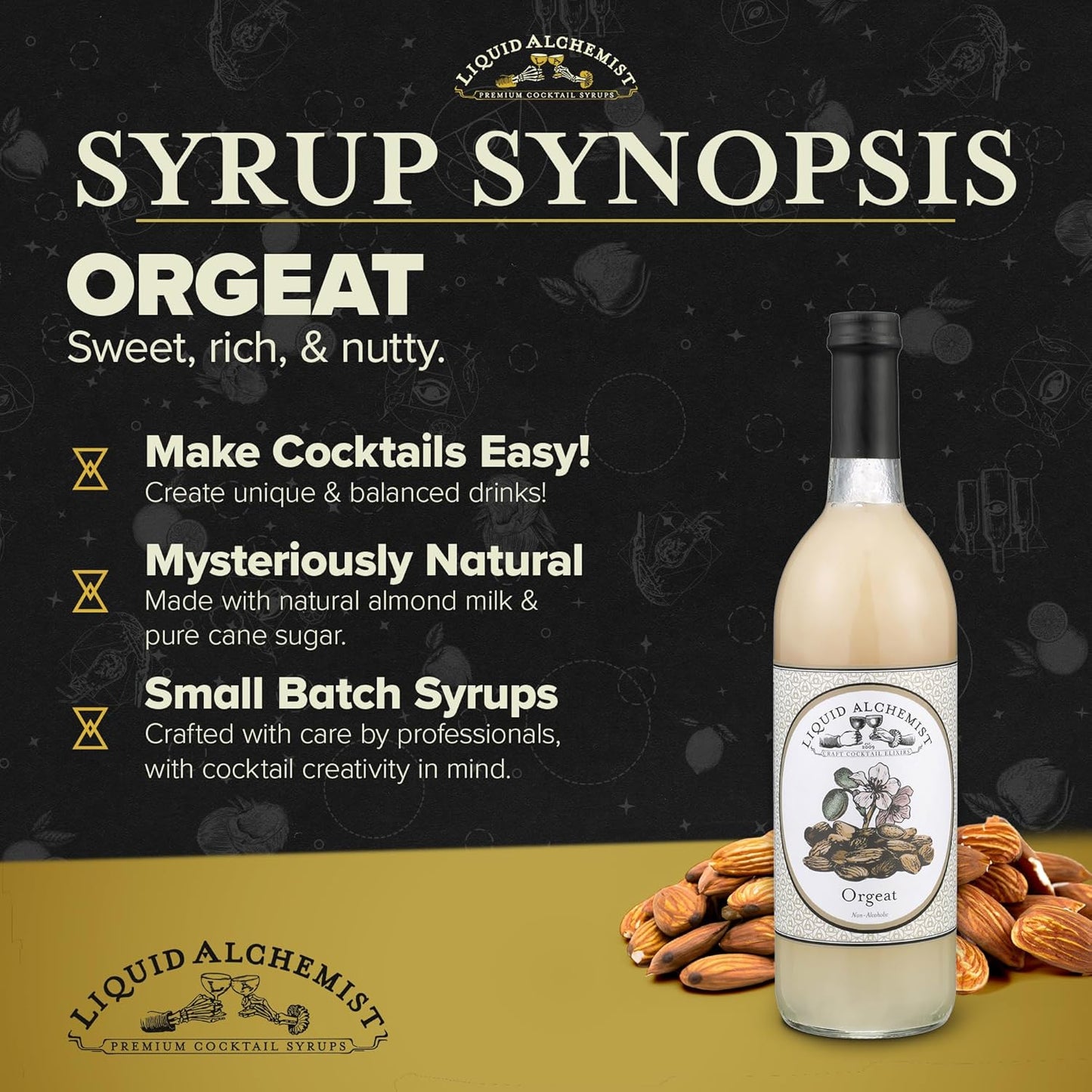 Liquid Alchemist Orgeat Syrup for Cocktails - Real Ingredients Make Our Almond Syrup the Perfect Mai Tai Mix - Non-GMO, Gluten Free & Vegan (25 oz)