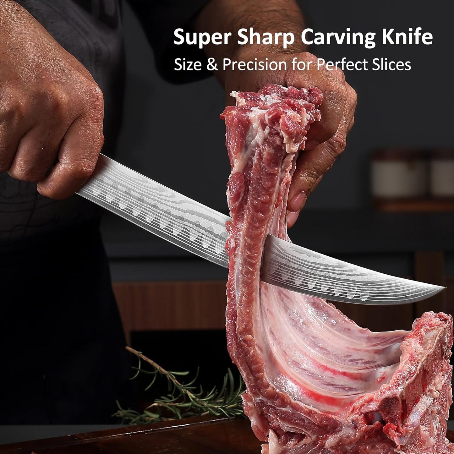 PAUDIN Carving Knife, 10 Inch Butcher Knife, Forged High Carbon German Stainless Steel, Razor Sharp Curved Brisket Slicing Kinfe for Poultry Beef Pork Meat Cutting, Ergonomic wood Handle Design