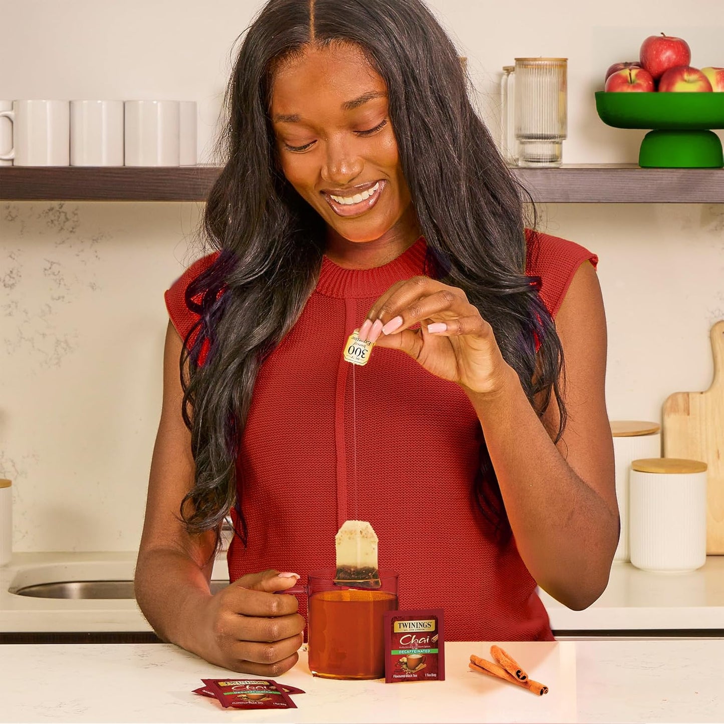 Twinings Decaffeinated Chai Individually Wrapped Bags, 20 Count (Pack of 6), Sweet, Savoury Spices, Enjoy Hot or Iced, 120 Teabags