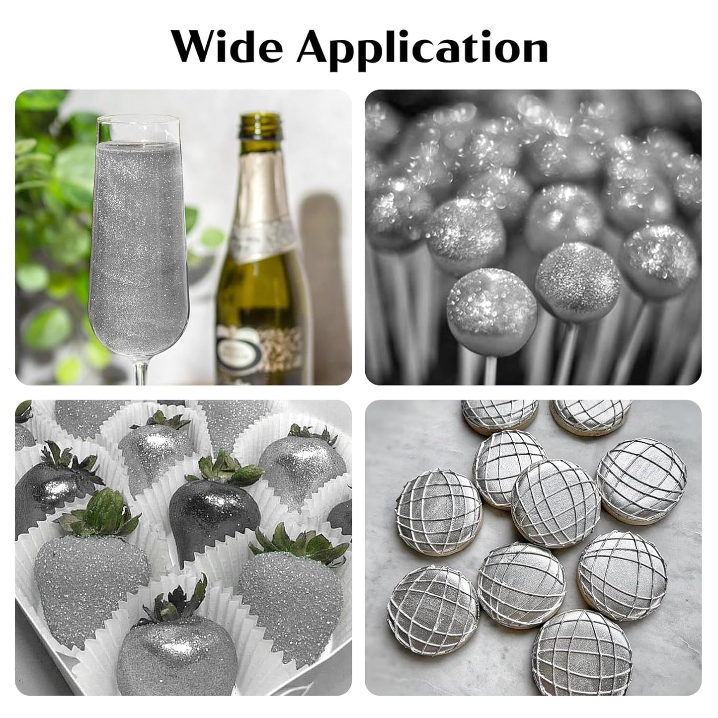 Silver Edible Glitter for Cocktails - 6g Silver Luster Dust Edible Drink Glitter Food Grade Metallic Shimmer Powder Sprinkles for Beverage Chocolate Candy