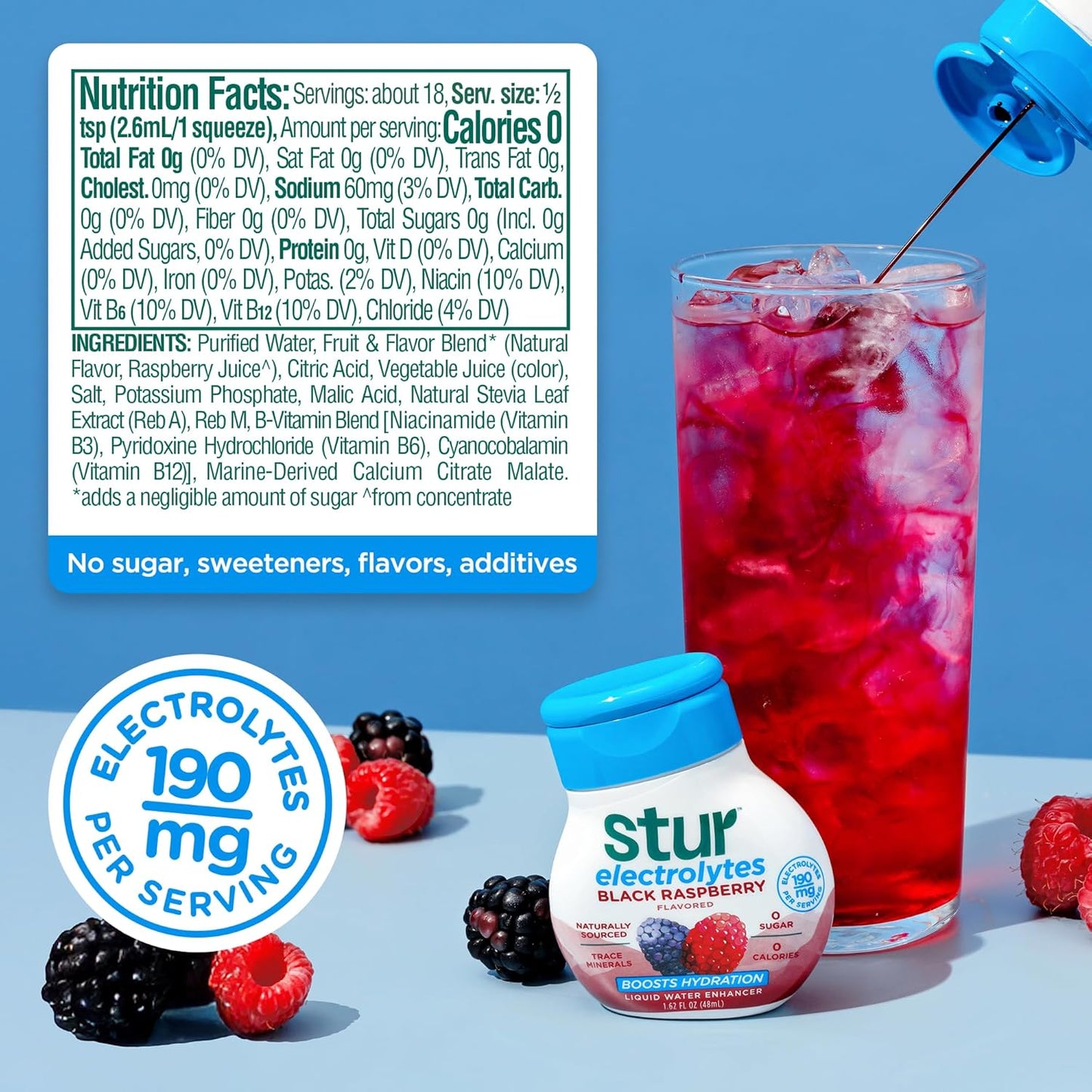 Stur Liquid Water Enhancer | Electrolyte Variety Pack | Naturally Sweetened | High in Vitamin C & Antioxidants | Sugar Free | Zero Calories | Keto | Vegan | 5 Bottles, Makes 90 Drinks
