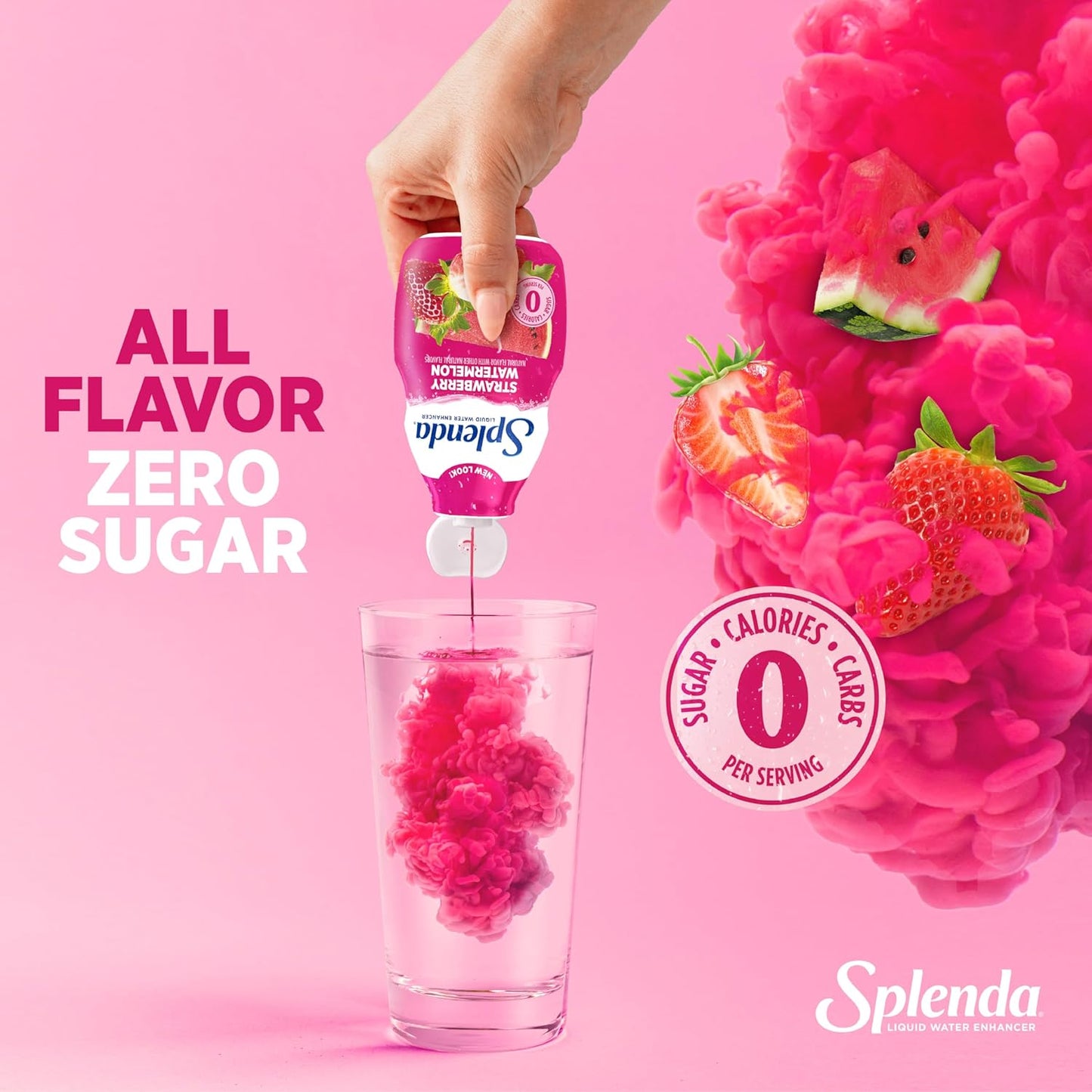 SPLENDA Liquid Water Enhancer Drops, Sugar Free, Zero Calorie, Natural Flavor, Concentrated Drink Mix, 3.11 Fl Oz Each Bottle (Strawberry Watermelon, 1 Pack)