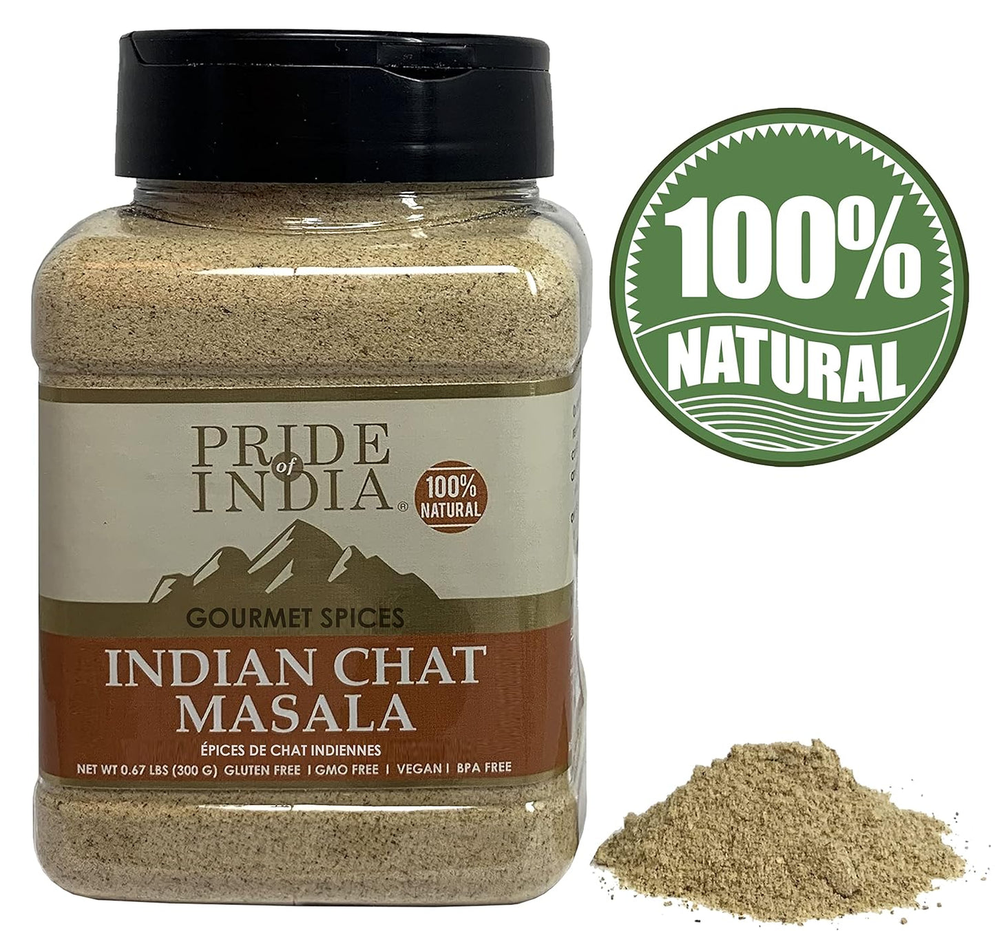 Pride of India - PACK of 6 - Indian Chat Masala Seasoning Spice – For Savory Dishes -Perfect Seasoning for Drinks/Salads/Fruits -Preservatives Free-Easy to Store – 8oz. Medium Dual Sifter Jar