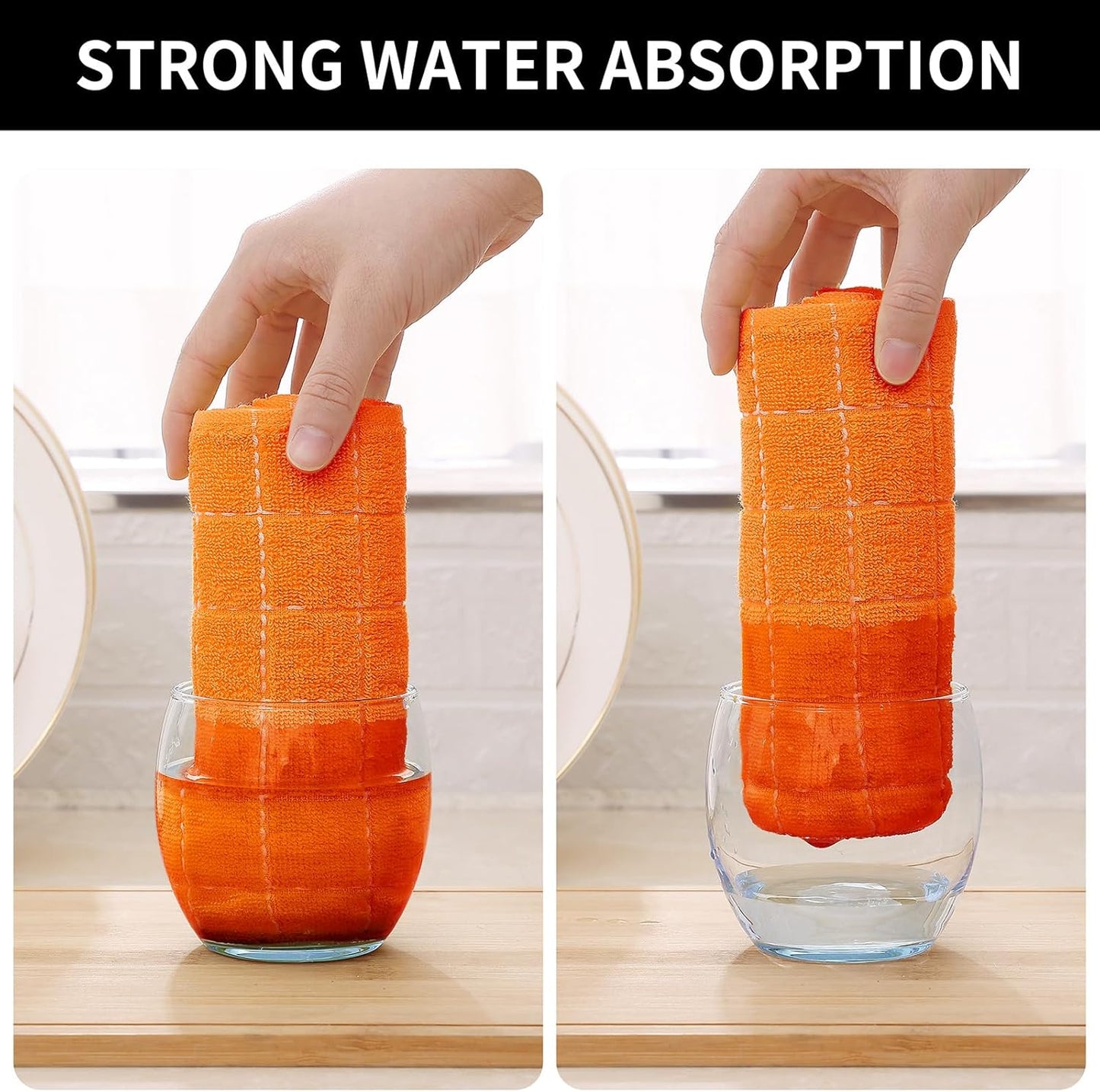 Homaxy 100% Cotton Terry Kitchen Dish Cloths, Ultra Soft and Absorbent Dish Towels for Kitchen, Perfect for Drying and Washing Dishes, 8 Pack, 12 x 12 Inches, Orange