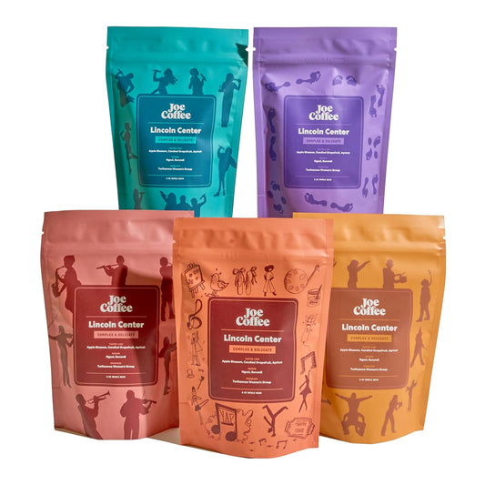 Joe Coffee Company x Lincoln Center - 6 oz Bag Whole Bean Coffee Bundle of 5| Women-Produced, NYC Roaster, Rainforest Alliance Certified, Kosher, Climate-Friendly, Specialty Grade
