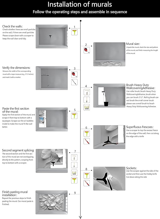 WFBHUA-3d Gray Floral Wallpaper Mural Black and White Embossed Peony Flowers Butterfly Wallpaper for Living Room Bedroom(Not Peel and Stick)