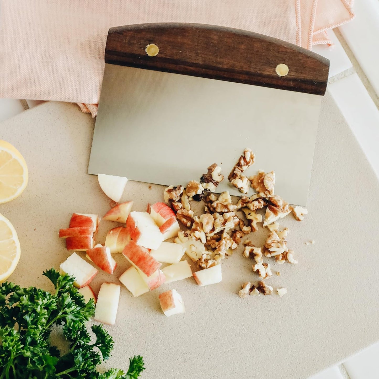 Lamson Dough (Bench) Scraper with Walnut Handle (4" x 6")
