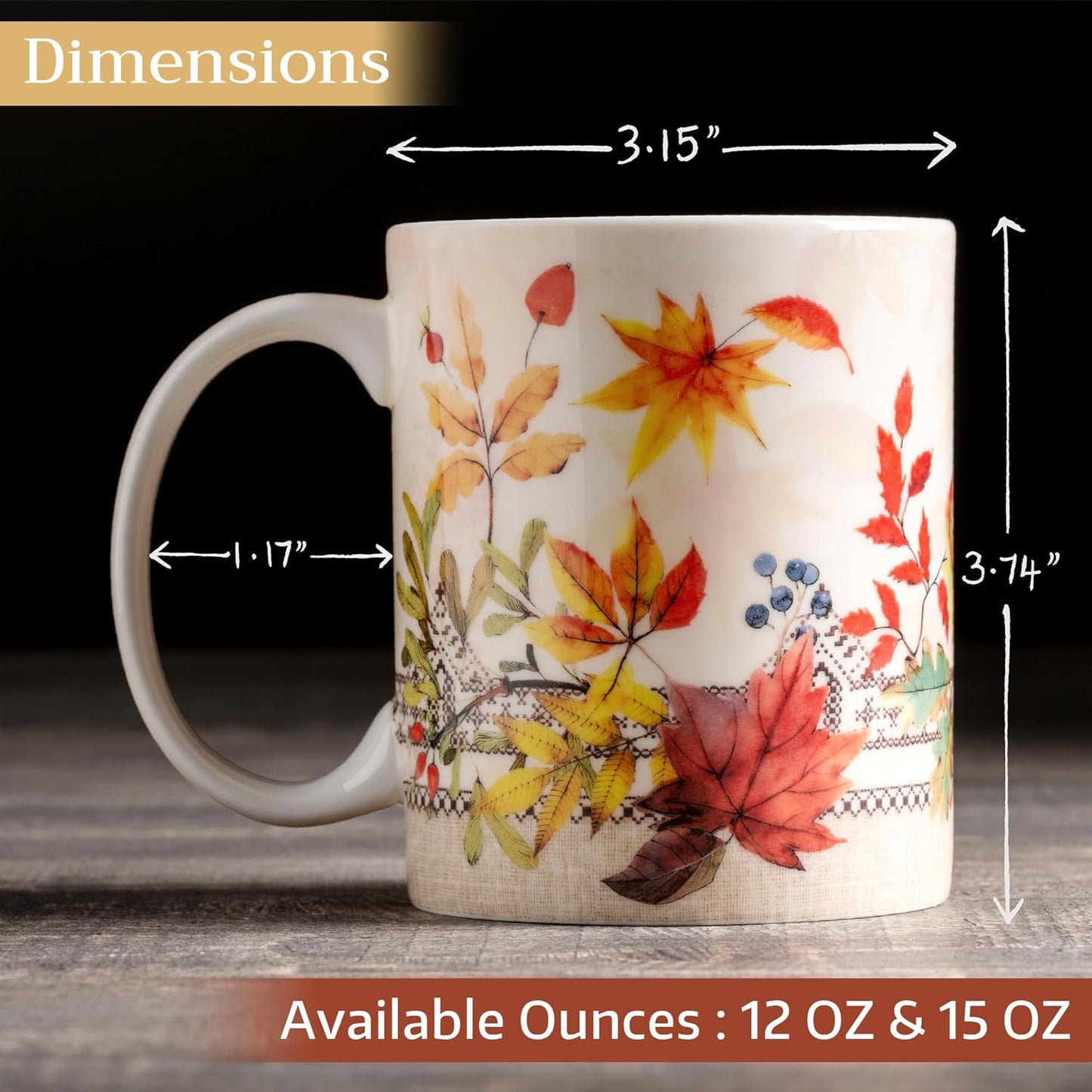 Maison d' Hermine Coffee Mug with Handles Fine Bone China Mugs Pack of One Tea Cups for Hot Beverages Cappuccino Latte Home Restaurant Office Perfect for Gift (Amarante - Charmille, 12 Ounce)