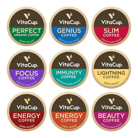 VitaCup Coffee Variety Sampler Pack 40ct. Vitamin & Superfood infused Recyclable Single Serve Pods Compatible with K-Cup Brewers Including Keurig 2.0