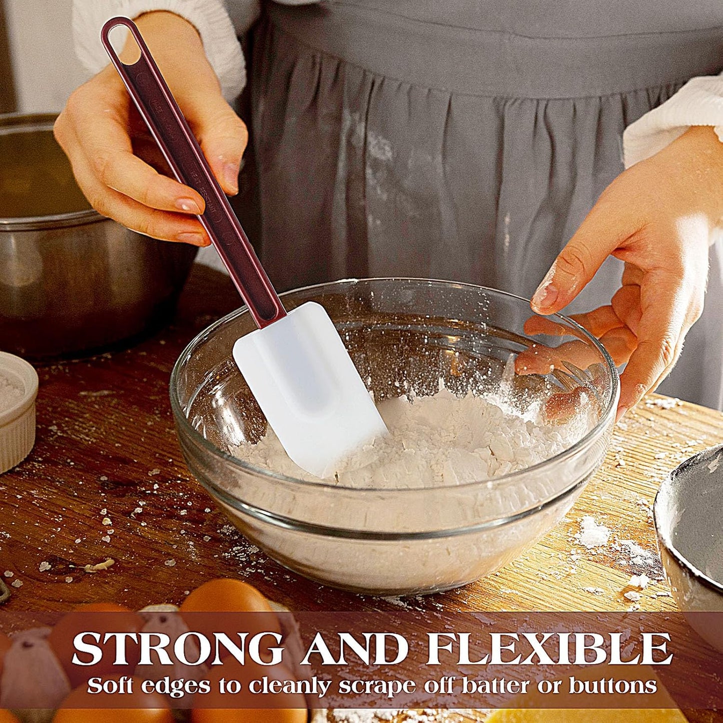 Set of 4 Silicone Spatula Rubber Spatulas Heat Resistant Silicone Spatulas High Temp Commercial Silicone Spatula for Kitchen Cooking Mixing Frying Spreading Baking, Dishwasher Safe