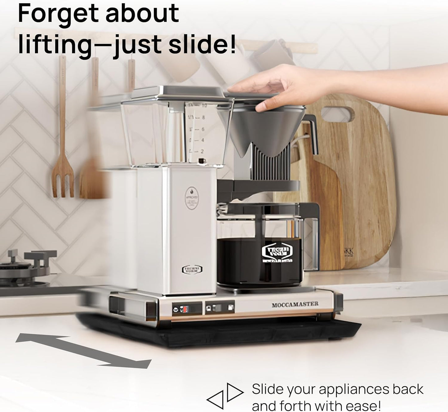 Ibyx Elegant Sliding Tray for Your Coffee Maker & Heavy Kitchen Appliances - Sturdy, Slides Easily from Under The Cabinet (Black, 13”W x 10.5”D)