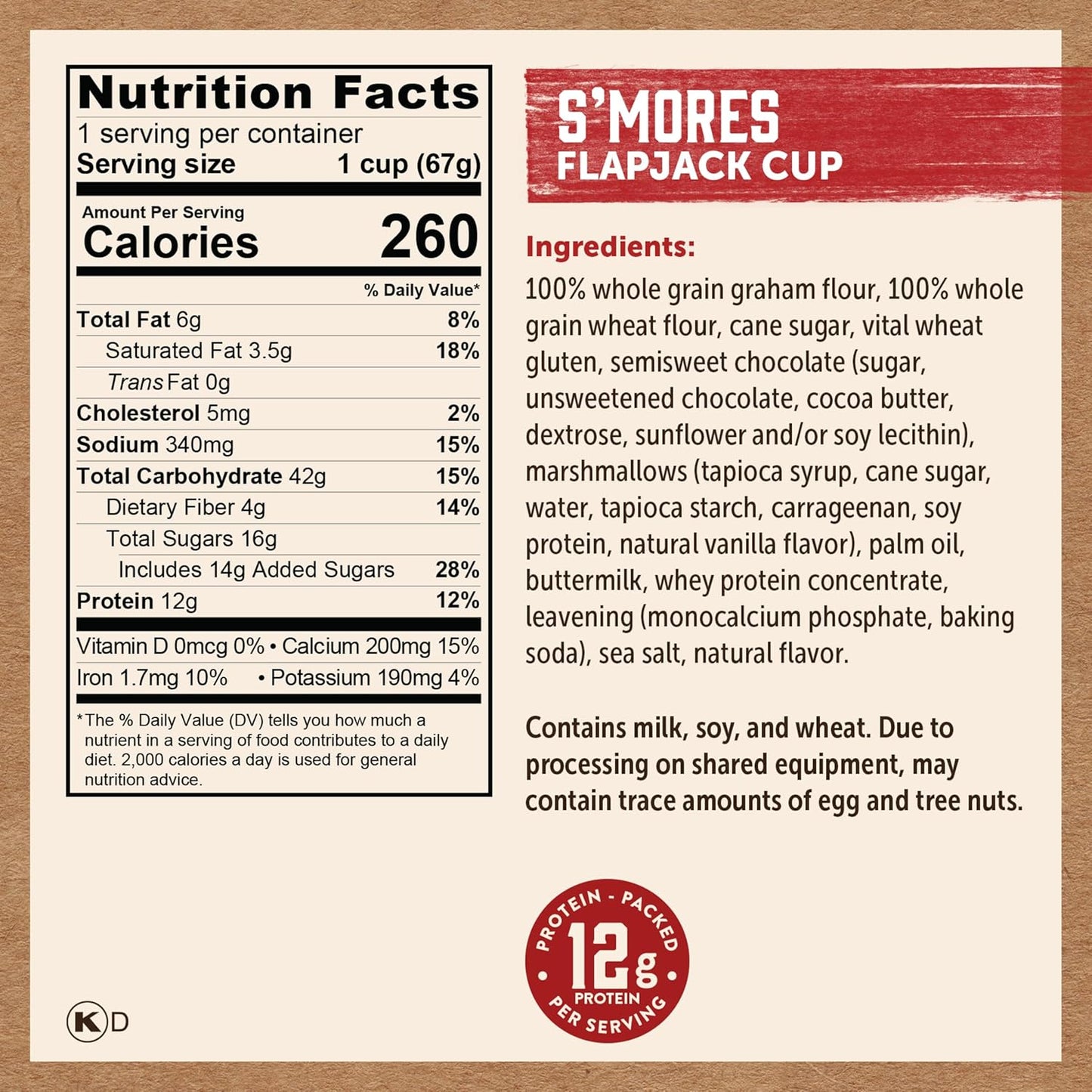 Kodiak Cakes Pancake On the Go, S'mores, 2.36 oz (Pack of 12)