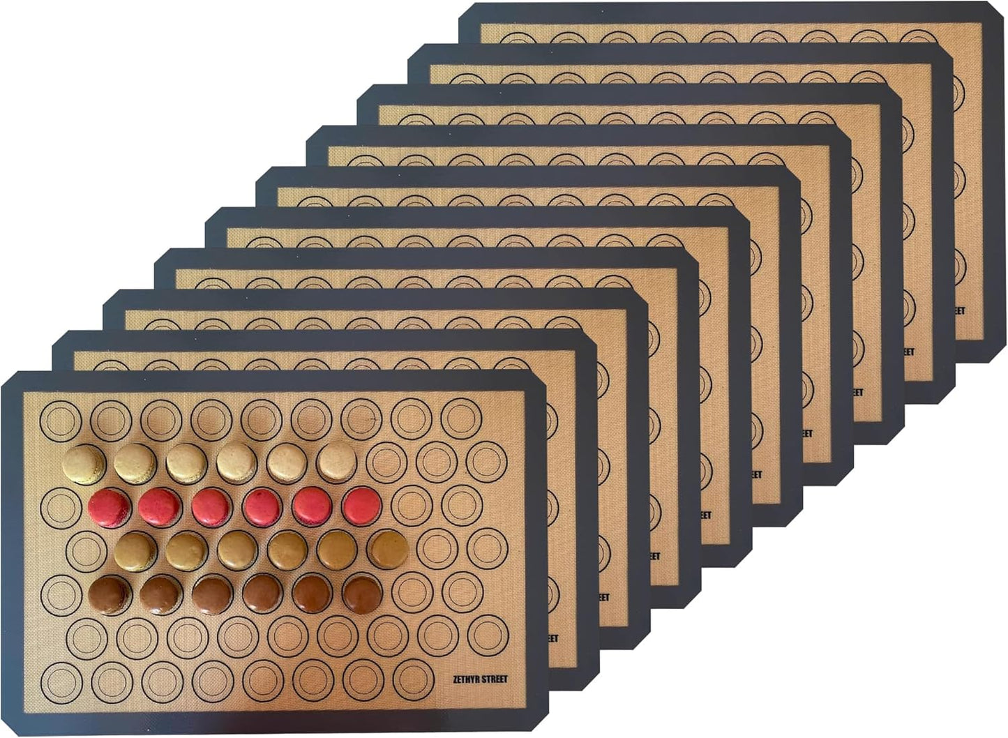 Macaron Silicone Baking Mats - Set of 10 - Full Size - 16.5 x 24, Non-Stick Macaron Mat for Perfect Baking - Dishwasher & Oven Safe, Ideal for Macarons, Cookies, Bread, and More