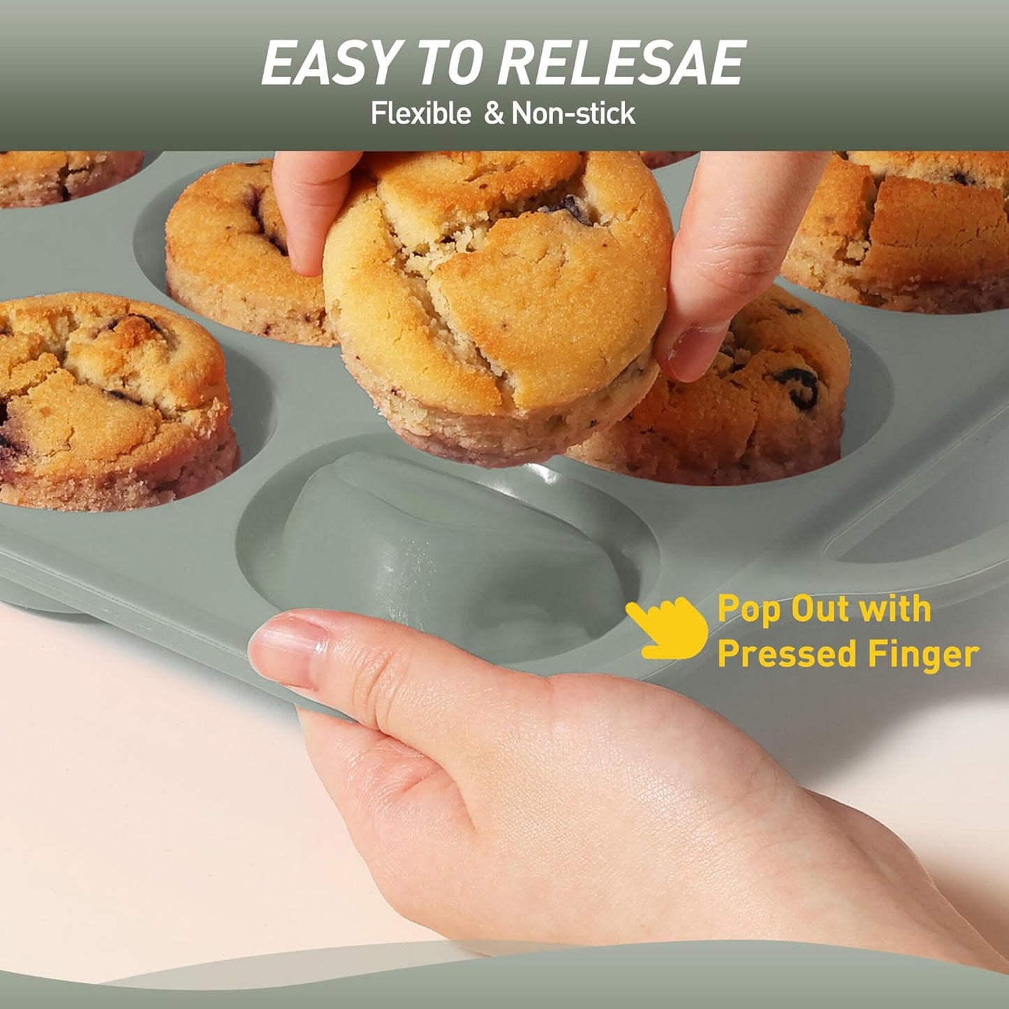 2 Packs 24 Cups Silicone Muffin Pan with Metal Reinforced Frame Mini Size Cupcake Pan Tray Egg Bites Silicone Circle Cookie Molds Muffin Tin Tart Pans Baking Sheet Set for Breakfast Sandwiches