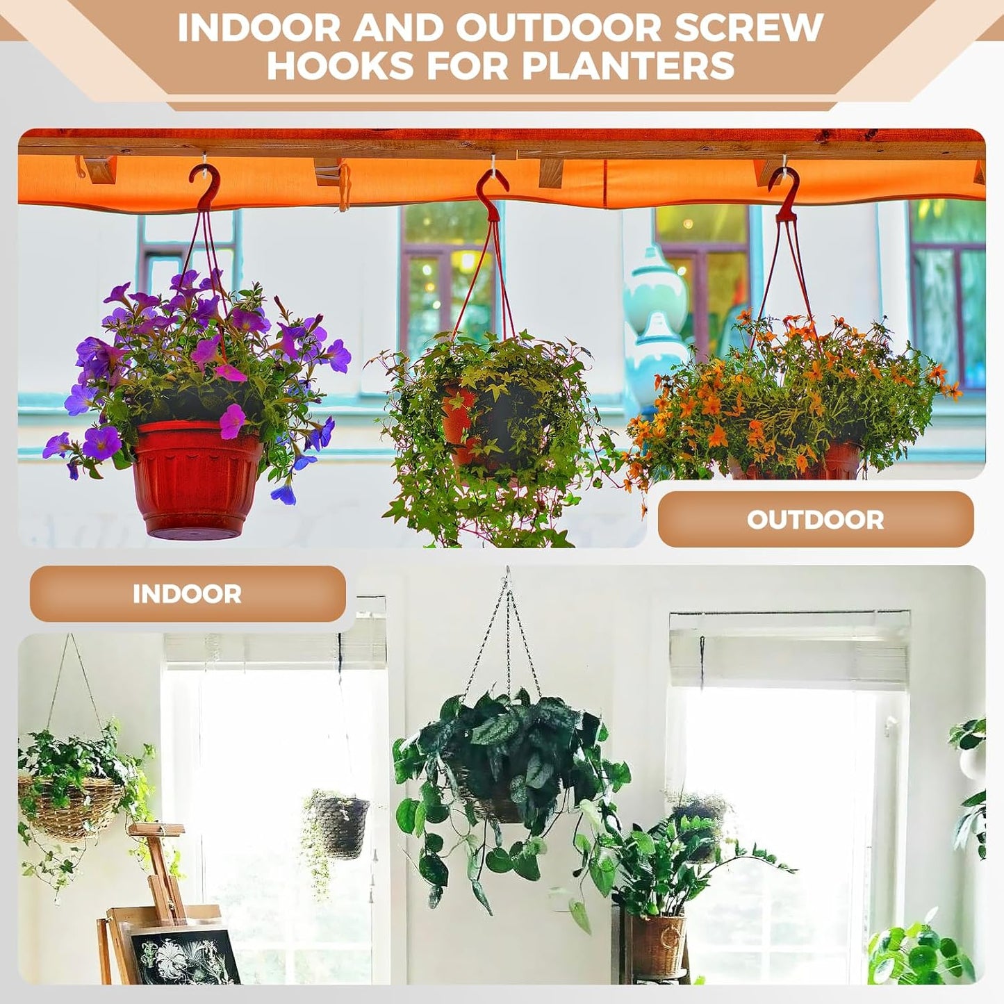 RELBRO Screw Hooks, 6 Sizes Metal Screw in Cup Hooks, 1/2 Inch, 5/8 Inch, 3/4 Inch, 7/8 Inch, 1 Inch, 1-1/4 Inch, Silver, 110 Pcs