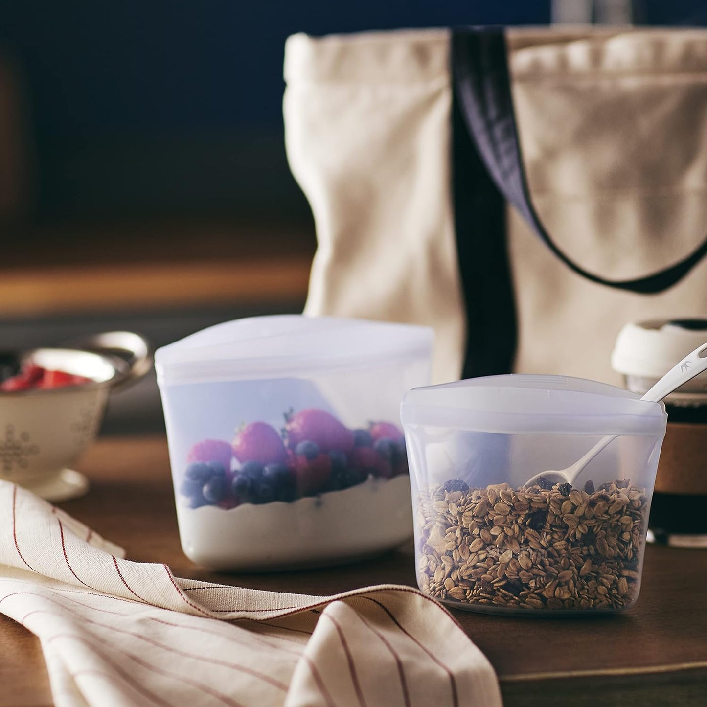 Stasher Premium Silicone Reusable Food Storage Bags, 2-Pack, Clear, Multi-Use Food Storage Bags, Lunch Bag, Travel Containers, BPA Free, Leak-free, Dishwasher-Safe, Eco-friendly