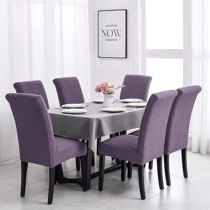 Joccun Chair Covers for Dining Room Set of 4,Dining Chair Slipcovers Stretch Dining Room Chair Covers Seat Protector,Washable Parsons Chair Cover for Home,Hotel(Grapeade,4 Pack)