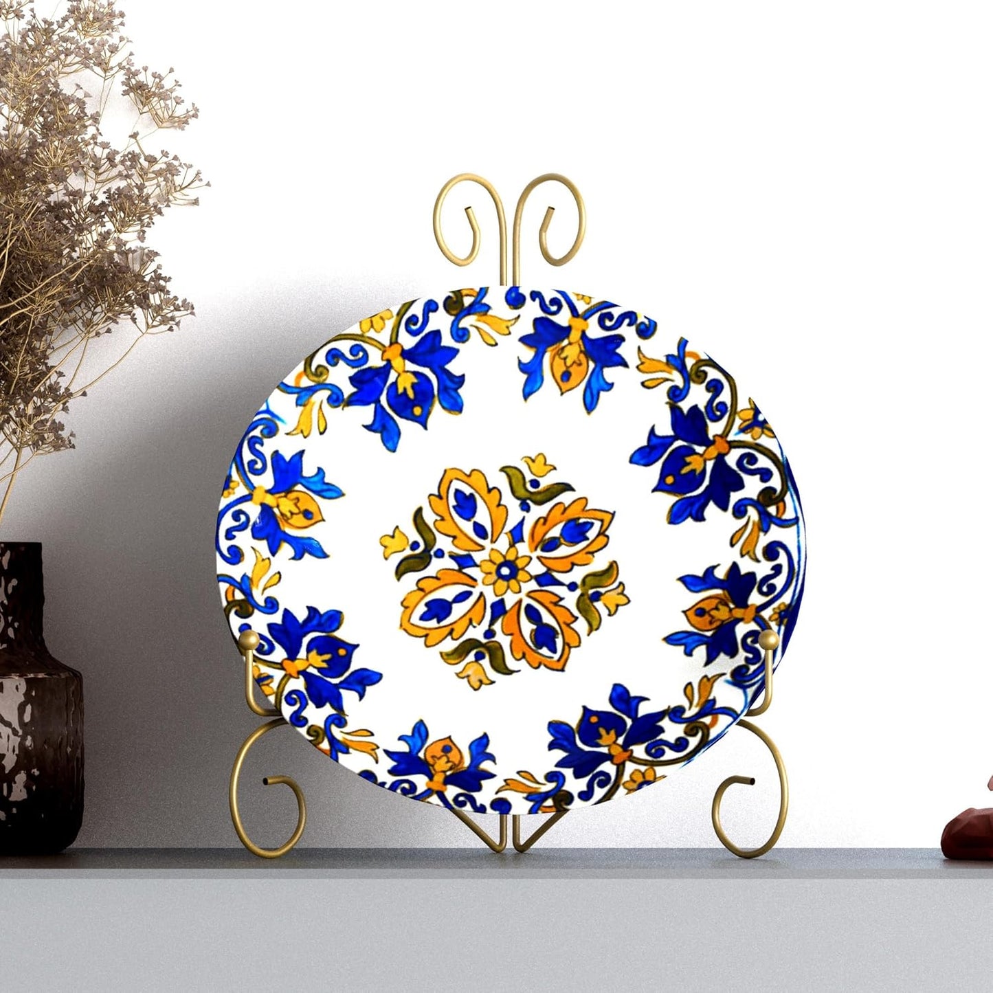 Iron Plate Stand for Display with Folding Design, Picture Stands for Tables, 12 Inch Large Easels for Displaying for Book, Art Piece, Photo and Platter, 12’’ Gold