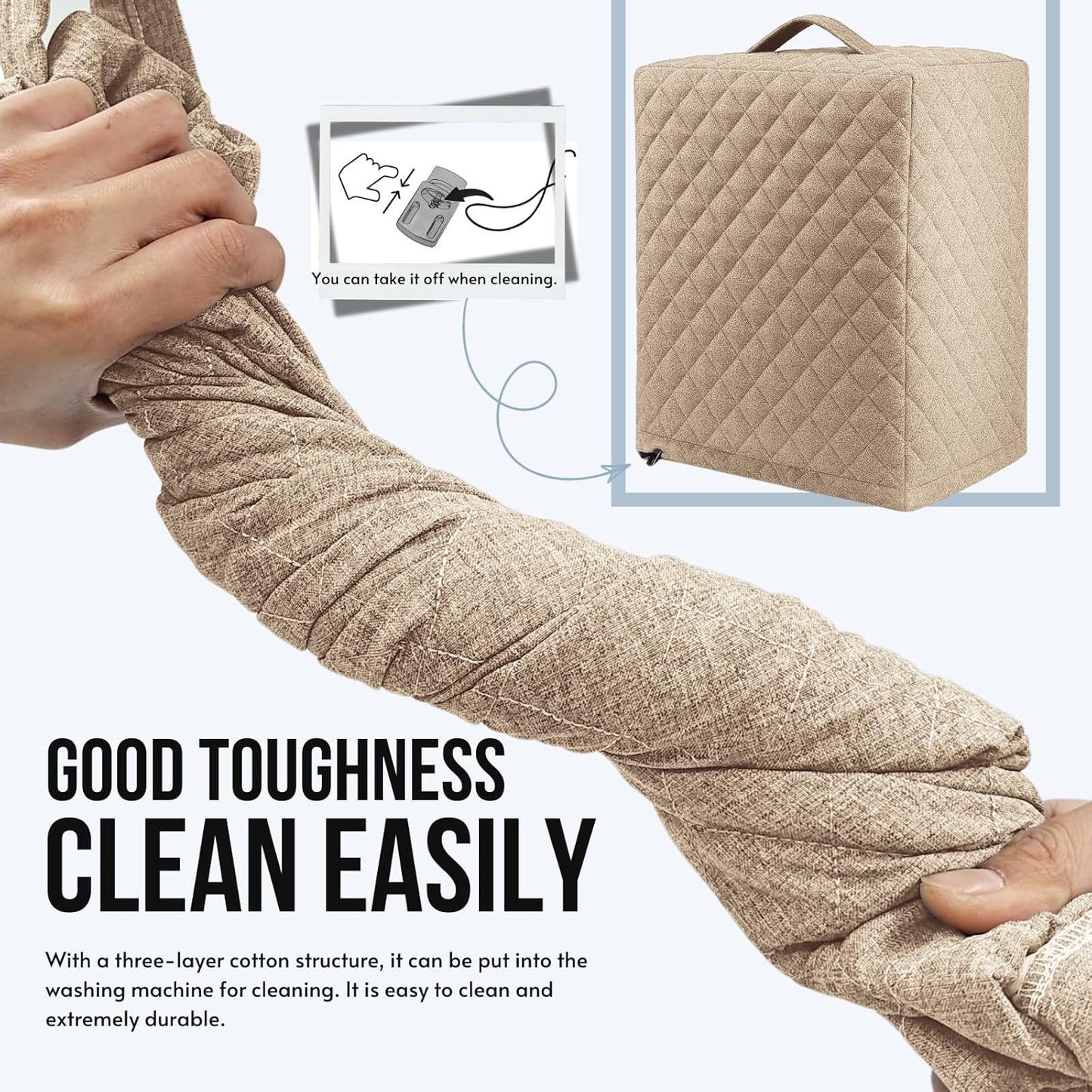 Slushie Machine Cover for Ninja FS301 & FS301C, Waterproof & Dustproof Protective Lid for Ninja Frozen Drink Maker, Durable Nylon Cover for Slushie Accessories (Mocha Tan)