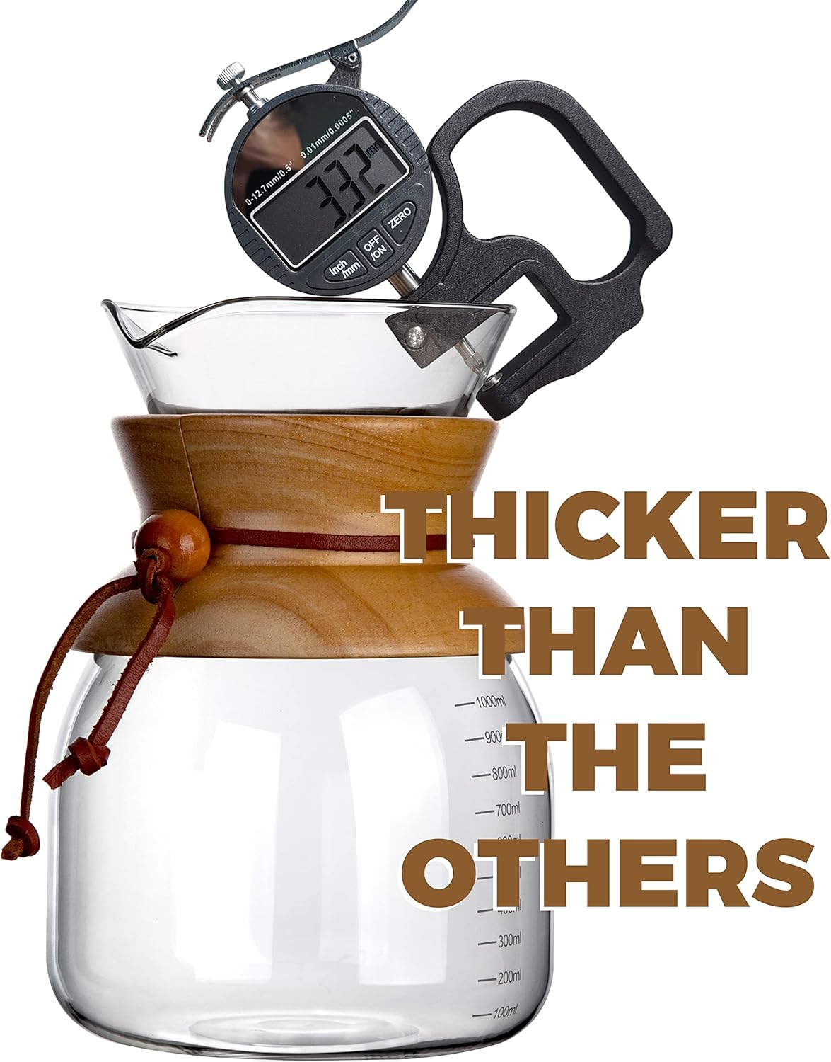 AGOGO Pour Over Coffeemaker Dripper with 304 Stainless Steel Filters Carafe High Capacity 10 Cup