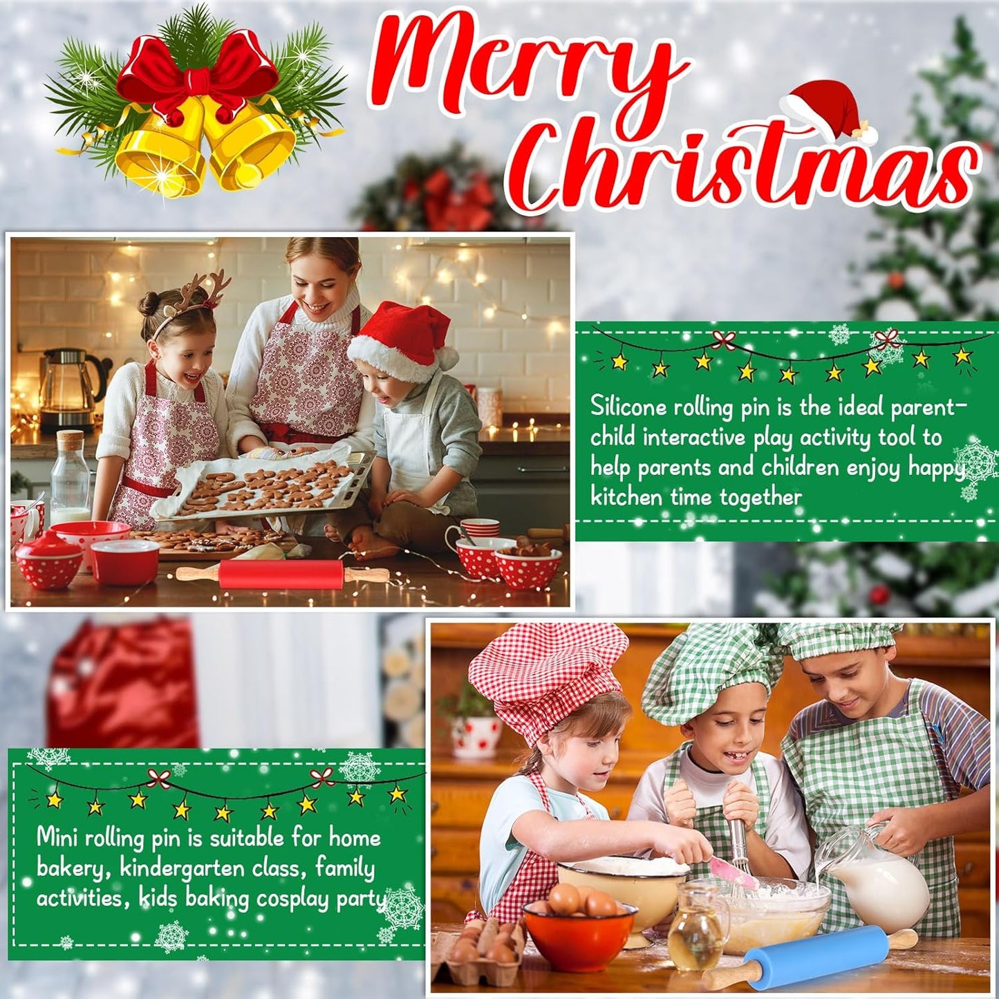 Dandat Small Rolling Pin Kids 12 Inch Mini Silicone Rolling Pin for Baking Non Stick Kids Dough Roller with Wooden Handle for Kitchen Cookie Pastry Fondant Cake 6 Colors (12 Pcs)