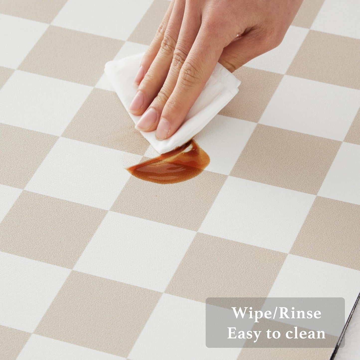 Checkered Dish Drying Mat for Kitchen Counter, Coffee Bar Station Accessories, Retro Cute Aesthetic Modern Absorbent Drainer Mat Kitchen Drying Mat Easy Clean, Beige 12" x 19"