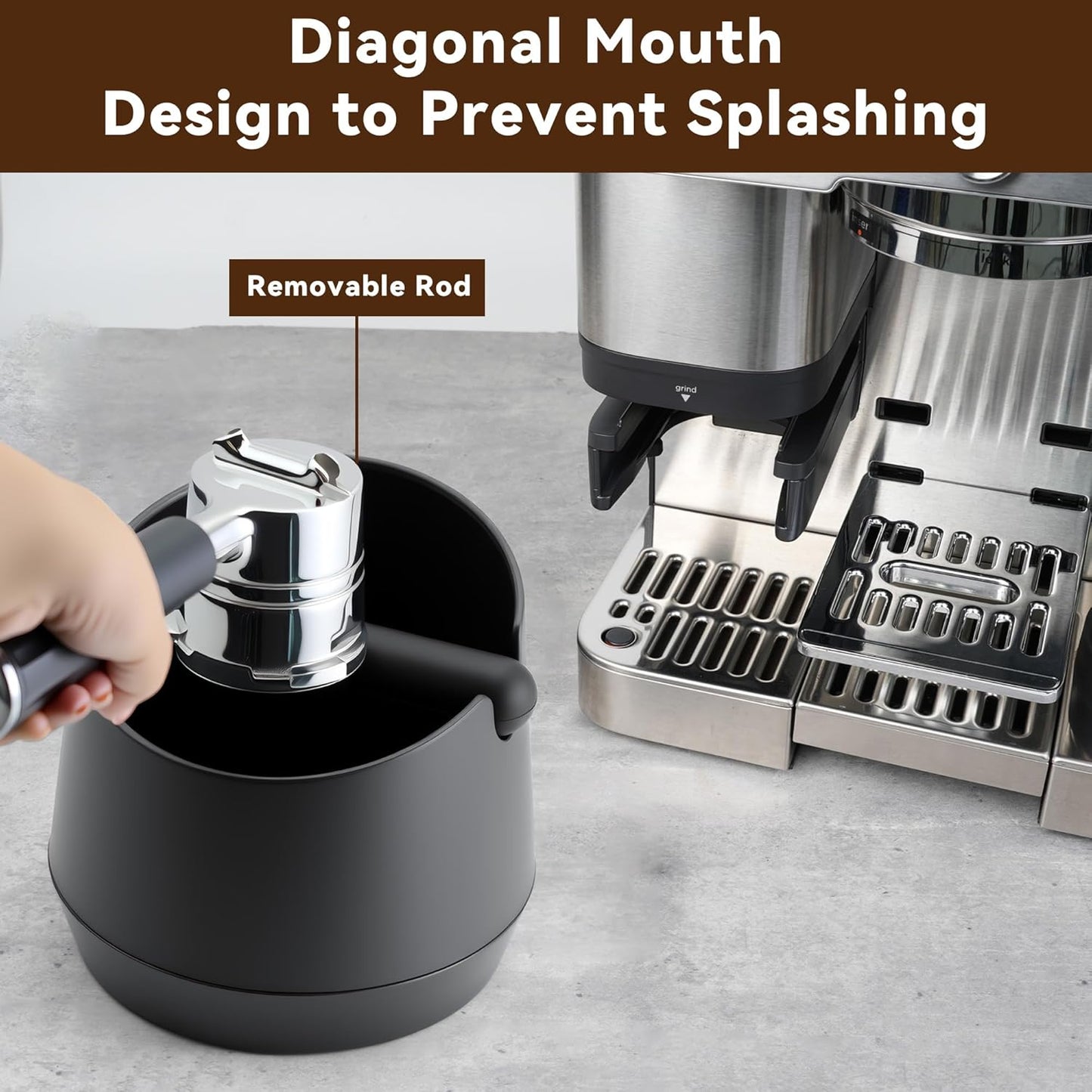 Knock Box Compatible with Ninja Espresso Machine, Large Capacity Black Coffee Knock Box for Ninja Espresso Maker Accessories