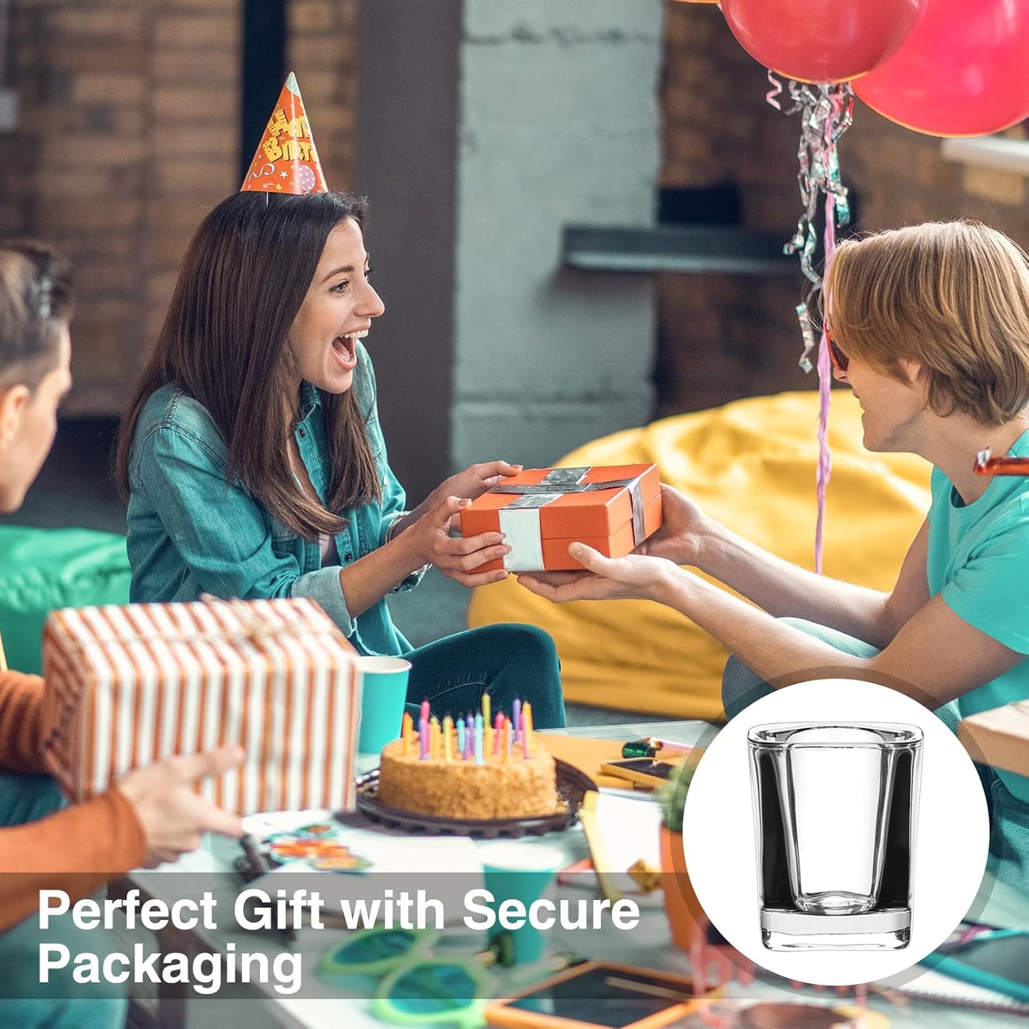 Ruckae 12 Pack 2 OZ Shot Glasses Set Clear Shot Glasses Bulk with Heavy Base Bar Square Glass Shot Cups for Vodka Tequila Whiskey Liquor