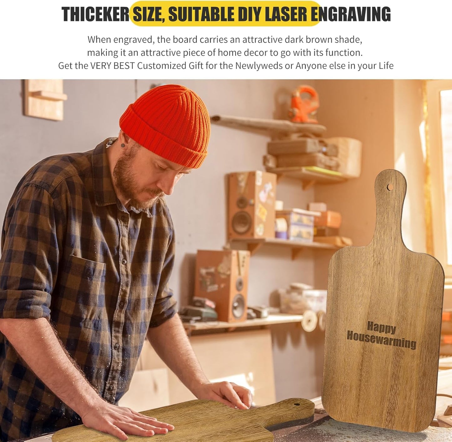 Lounsweer 6 Pcs Thicken Cutting Board Bulk Wood Board for Chopping Serving Charcuterie Material for Laser Engraving Mother' Day Wedding Housewarming Gift