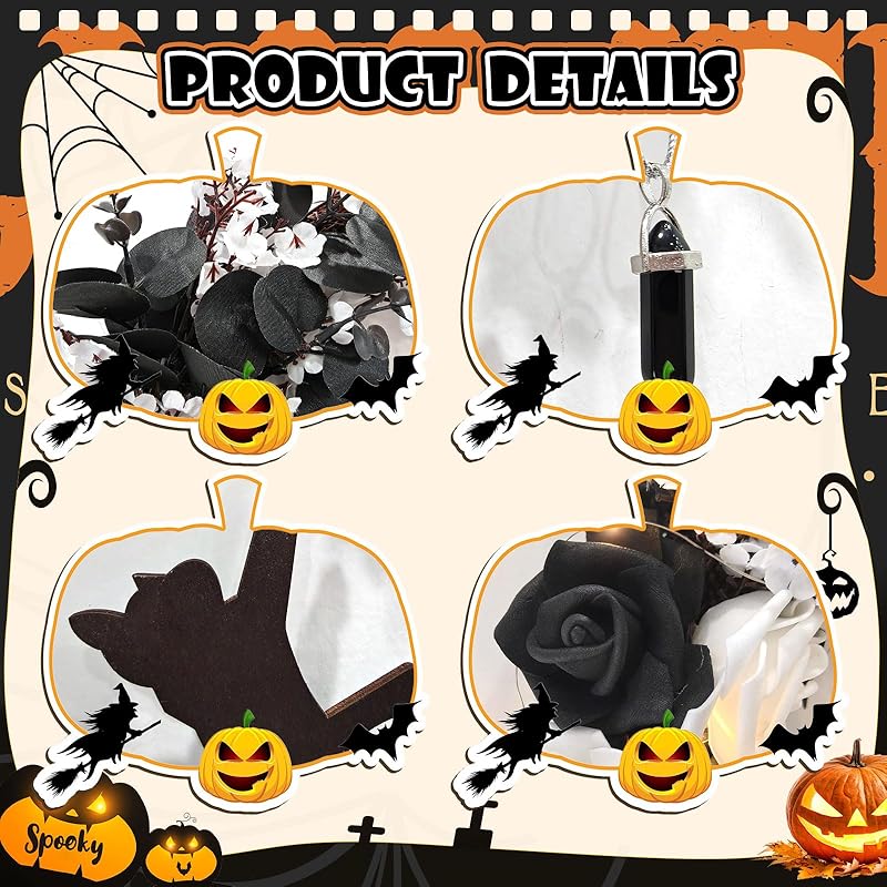 Halloween Wreaths for Front Door with Light, Black Cat Crescent Moon Wreath, Cute Cat Garland Halloween Door Decorations for Outdoor Indoor Decor Wall Window Home Party