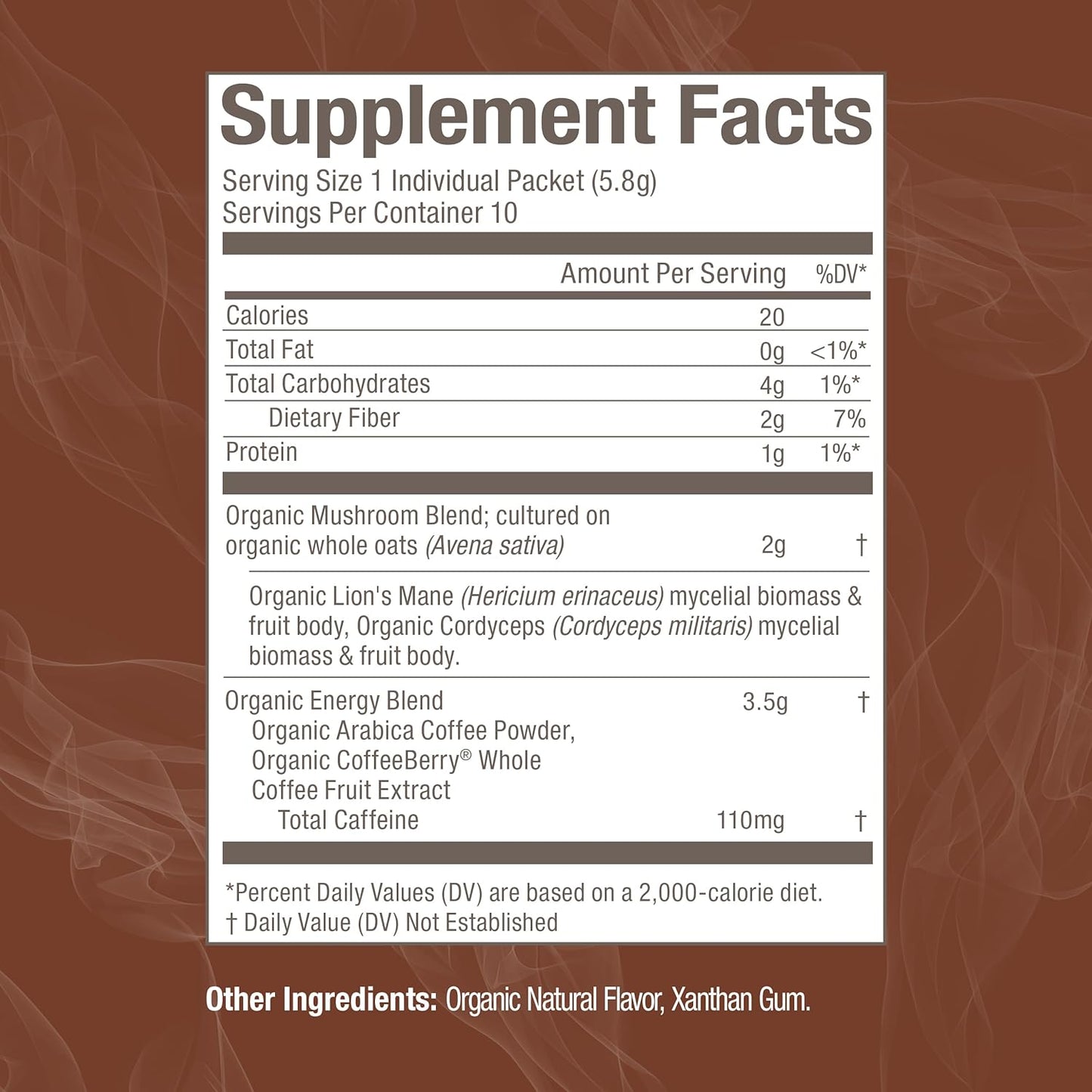 OM MUSHROOM SUPERFOOD Coffee Blend Mushroom Powder, Single Serve, 10 Count, Organic Arabica Beans, Lion's Mane, Cordyceps, Turkey Tail, Reishi Extract, Ginkgo Biloba, Supports Energy and Focus