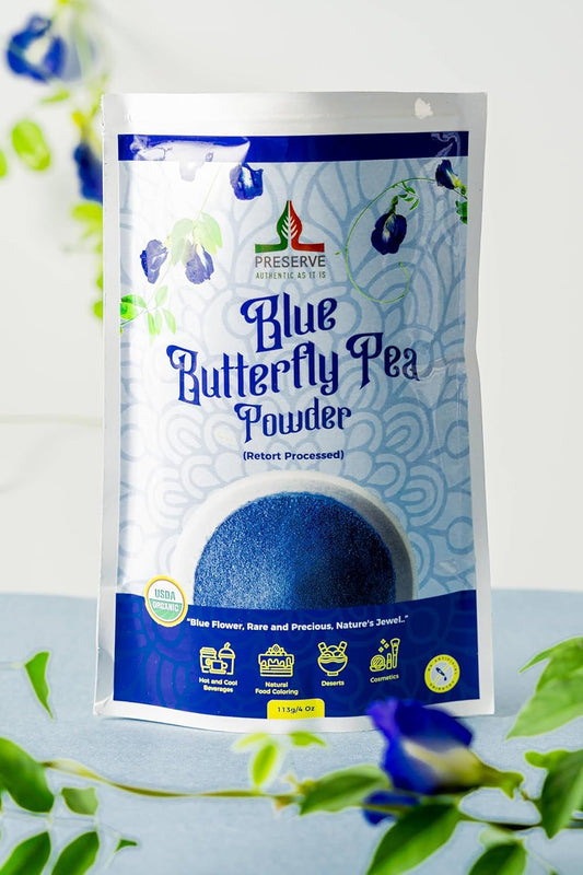Pure Butterfly Pea Flower Powder, 100% Pure Natural Food Coloring, Non-GMO, Vegan, Retort Processed, Antioxidant-Rich, Blue Lotus Flower Powder