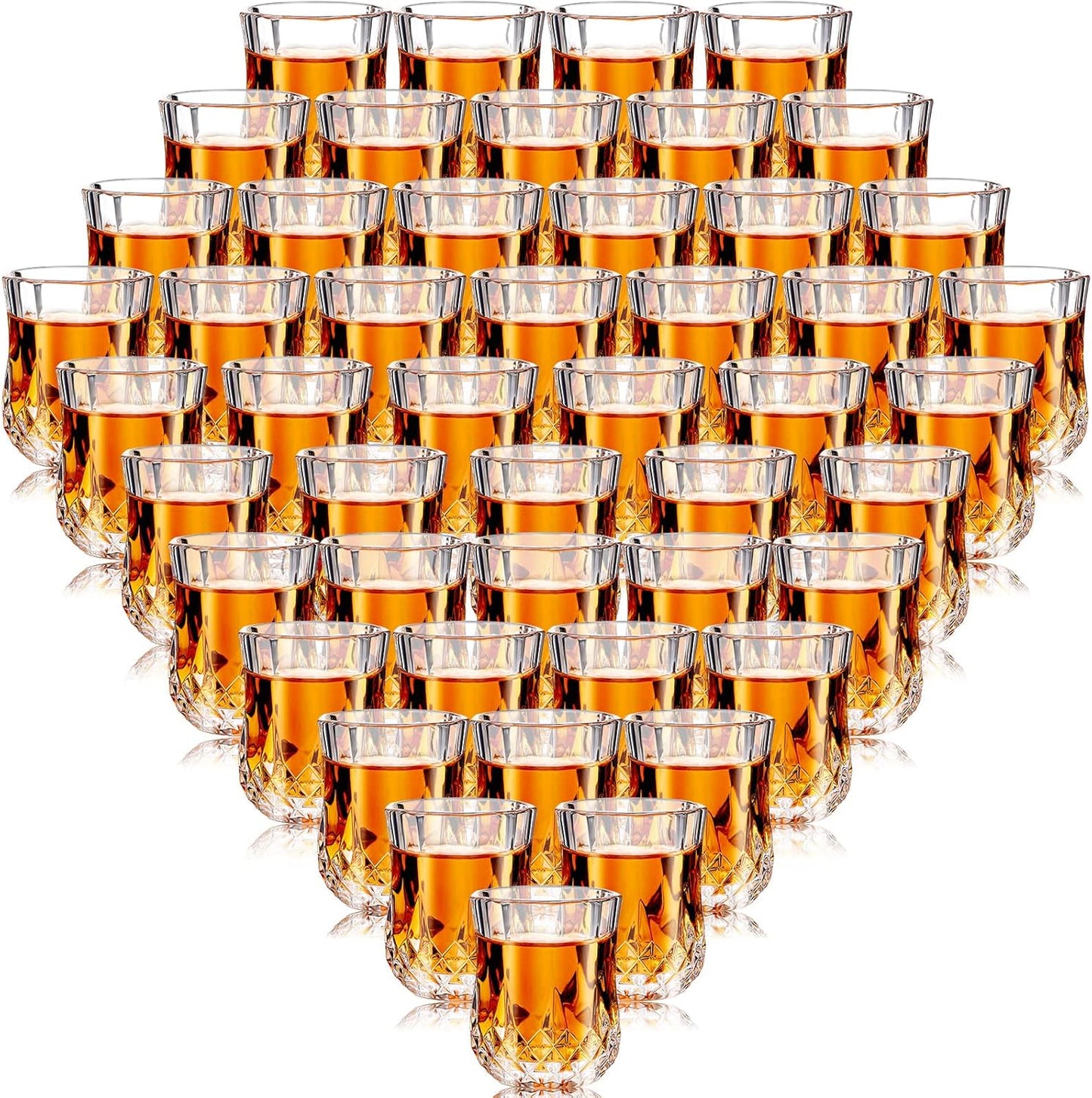 Meanplan 1.7oz Mini Shot Glasses Set Tasting Glasses Heavy Base Clear Shot cup Cute Cordial Mini Wine cups for Serving Whiskey, Wine, Juice(48 Pcs)