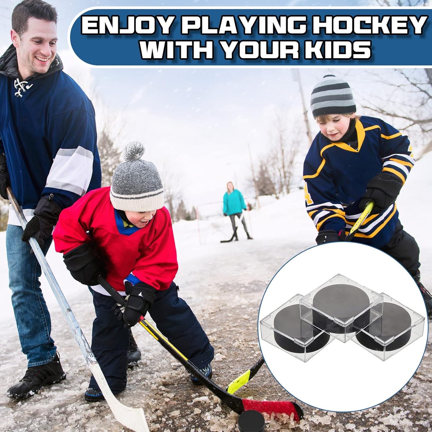 Marsui Hockey Puck Display Case Cube Acrylic Square Hockey Puck Holder Snap Design Plastic Holder for Displaying, Clear, 3.13 x 3.13 x 1.3 Inches