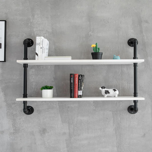Floating Bookshelf Bathroom Shelves Over Toilet Industrial Pipe Shelving Pipe Shelves Rustic White Wall Shelves 36 Inch Farmhouse Book Shelves for Wall Mounted