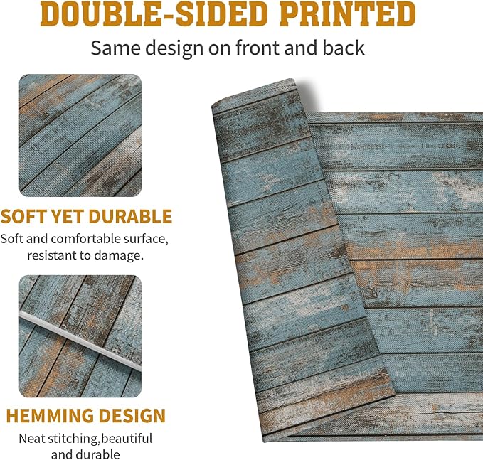 Rustic Wooden Board Print Placemats Set of 4 Vintage Wood Grain Texture Farmhouse Place Mats Washable Heat Resistant Non-Slip Linen Table Mats for Party Kitchen Dining Outdoor Indoor Decor