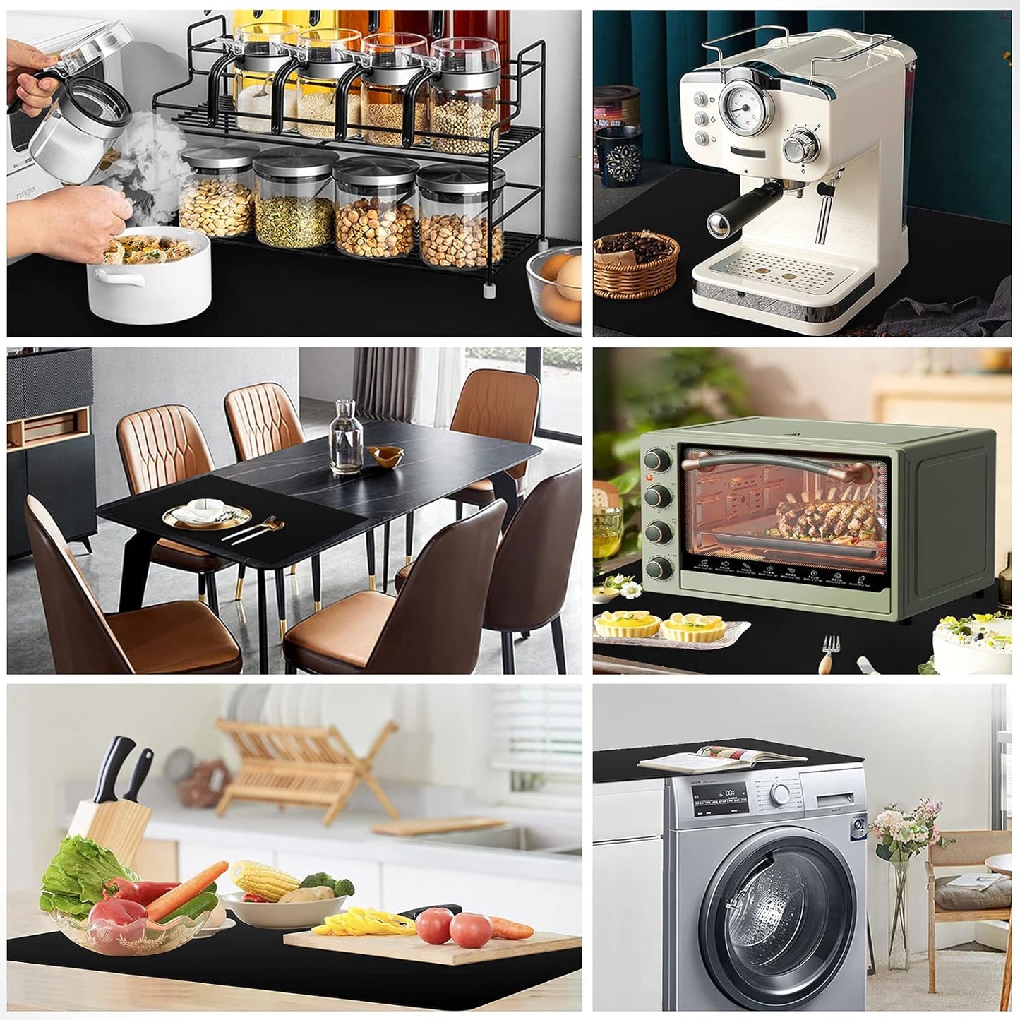 Ewen 39.4x23.5in 2mm Heat Resistant Silicone Mat, Extra Large Thick Placemat for Kitchen Counter, Workbench Countertop Protector Mat Hot Pads for Coffee Maker Bar Crafts Glass Top Stove Cover Black