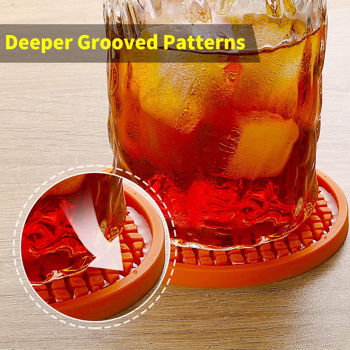 ME.FAN Silicone Coasters [6 Pack] Thickened Drink Coasters with Holder - Cup Mat - Non-Slip, Non-stick, Stay Put, Deep Tray - Prevents Furniture and Tabletop Damages(Navy Blue)