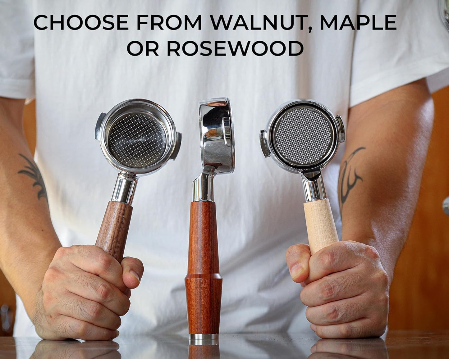 58mm Bottomless Portafilter for E61 Group Head | Professional Barista-Grade Naked Portafilter | Compatible with Rocket, Lelit, Ascaso, Profitec, ECM, Flair 58 & More (Walnut)