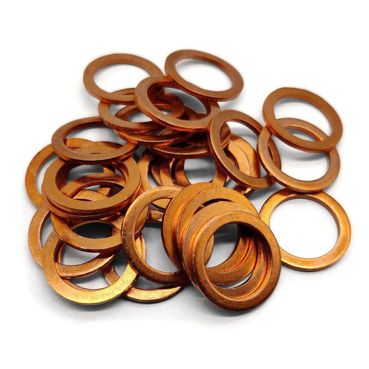 M16 Flat Washer Copper Sealing Ring, 16mm ID 22mm OD 1.5mm Thickness Metric Sealing Gasket, 30 Pieces
