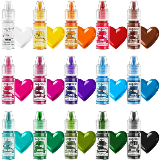 Oil Based Food Coloring - 15 Vibrant Rainbow Colors Edible Oil Food Dye Set, Flavorless Concentrated Oil Based Food Coloring for Chocolate, Baking, Cake Decorating, Candy Melts, Cookies, Frosting - 0.25 Fl. Oz