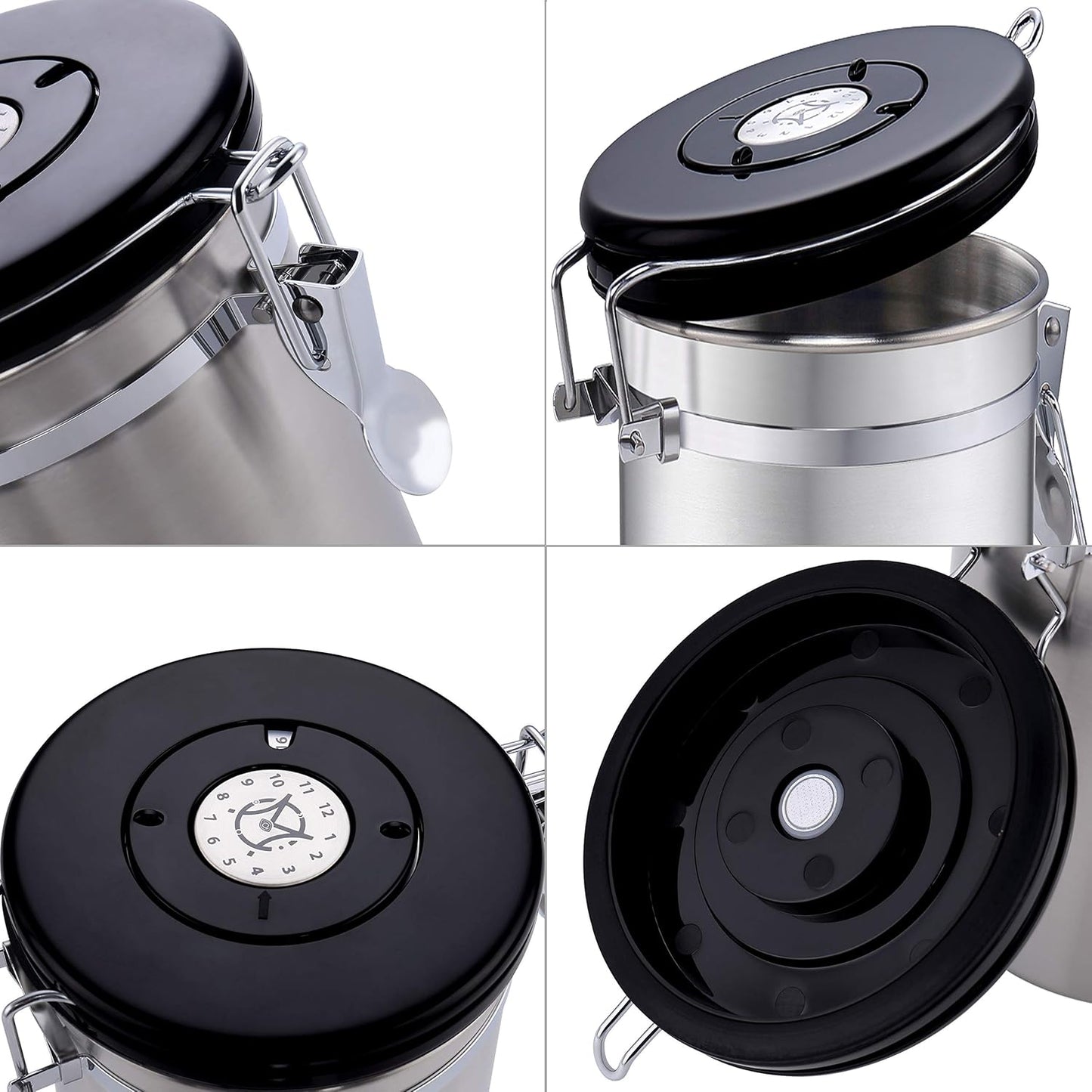 Airtight Coffee Storage Container - with Co2 Valve Coffee Bean Grounds Storage Canister Medium Blue 16oz