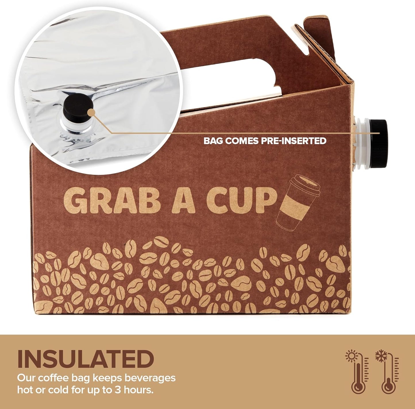 Stock Your Home (10 Pack) 96 oz Disposable Coffee Box Dispensers, Insulated Hot Cold Bulk Beverage Server Carafe, Coffee Carrier with Handle Take Out Containers, Cardboard Traveler To Go Boxes