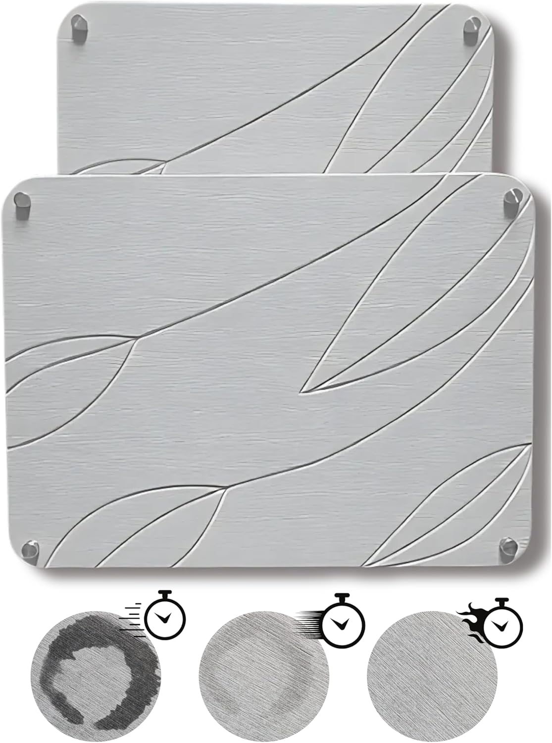 2 PCs Nesting Stone Drying Mat for Kitchen Counter - Fast Drying Mat - Diatomaceous Earth Dish Drying Mat with Non-Slip Feet - Heat Resistant Stone Drying Mat - Stone Dish Drying Mat for Kitchen