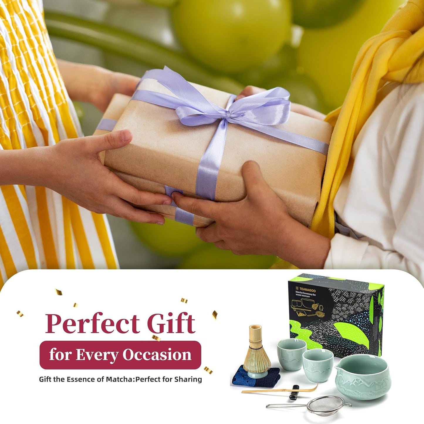 TEANAGOO Matcha Whisk Set 7pcs+2Cups(7.2oz),Ceramic Matcha Set,Matcha Kit for Ceremony,Matcha Tea Set for Making Breakfast,Matcha Whisk Set and Bowl with Scoop&Sifter,Gift for Matcha Lover