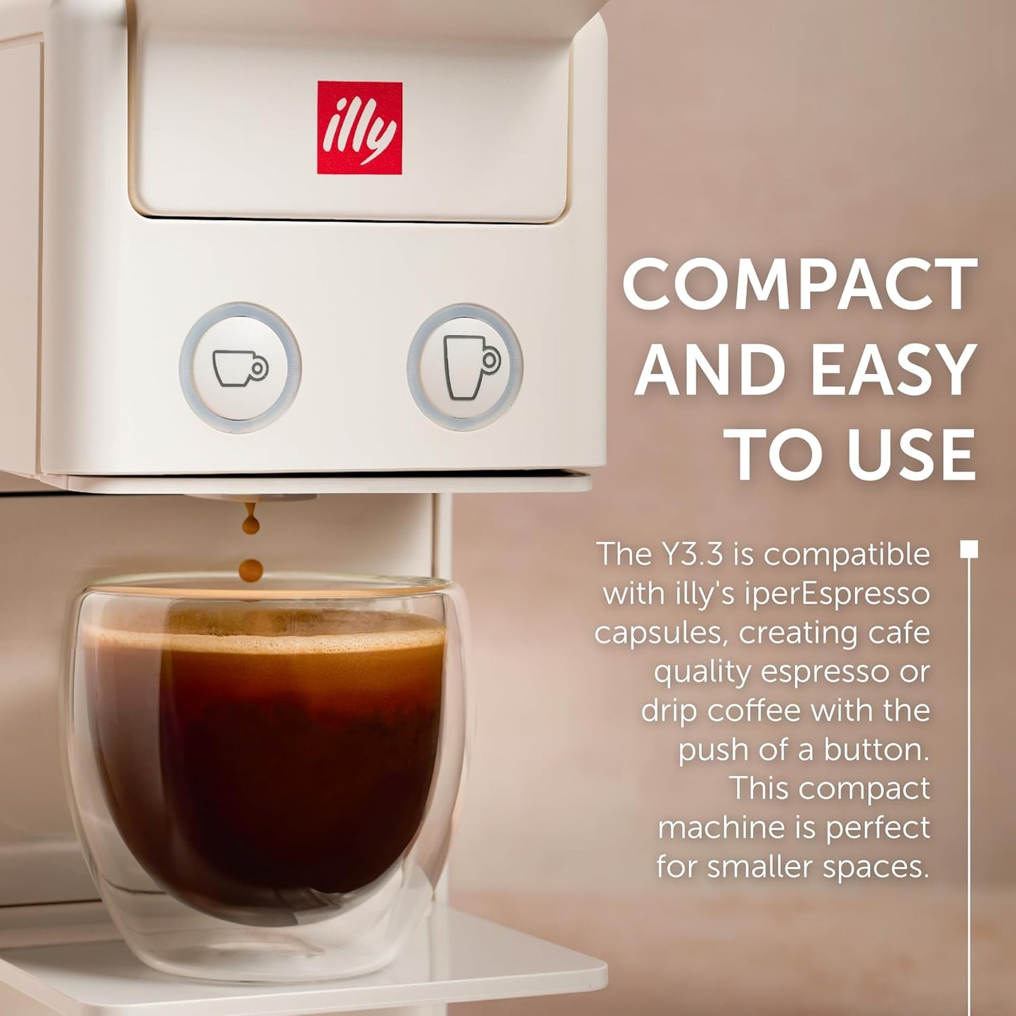 illy Y3.3 Espresso Machine, Single Serve Coffee Machine for IperEspresso Capsules, Single Cup Espresso Maker (White)
