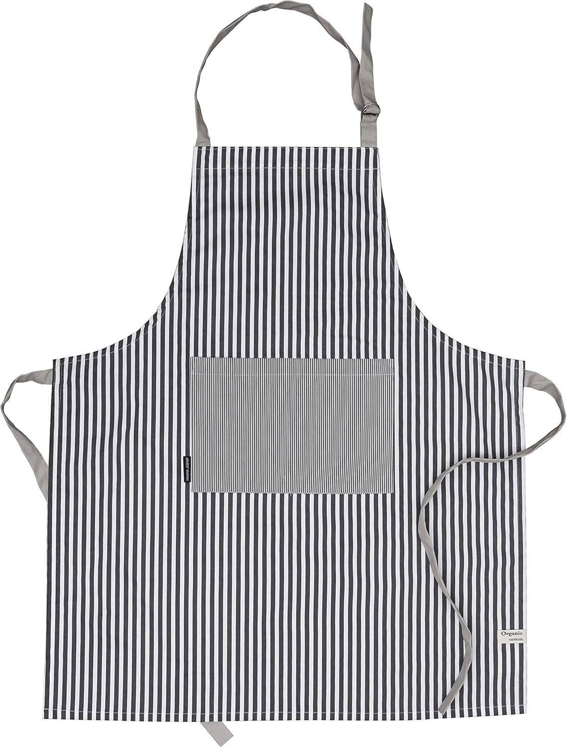AMOUR INFINI Cotton Aprons for Women with Pockets Adjustable Strap and Waist Ties Printed Reusable Aprons for Baking, Cooking, Gardening (27.5 x 33 Inches - Charcoal)